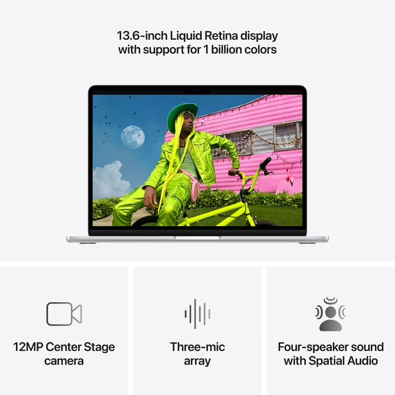 MacBook Air de 13" de Apple con chip M5, CPU de 10 núcleos / GPU de 10 núcleos, 16 GB de memoria, SSD de 1 TB - Plata