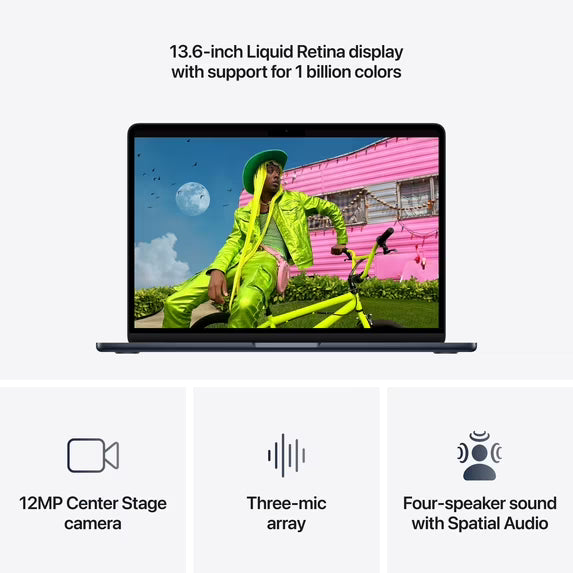 Apple MacBook Air de 13" Midnight chip M5, CPU de 10 núcleos / GPU de 8 núcleos, 16 GB de memoria, SSD de 512 GB